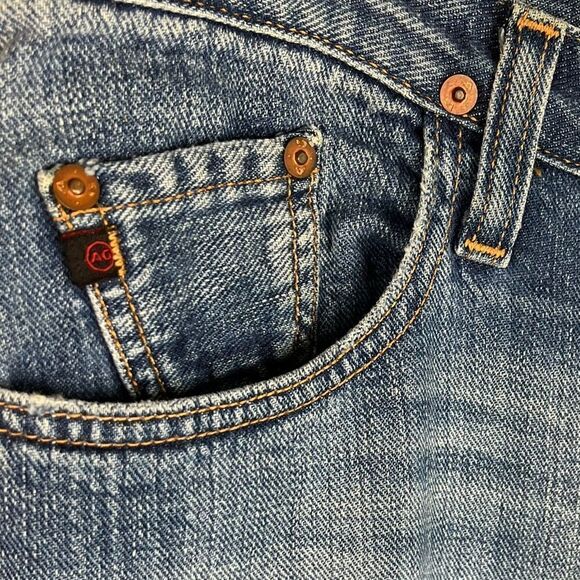 Men's Adriano Goldschmied Angel Cut Distressed Basic Wash Denim Straight Leg 36W - Picture 5 of 7